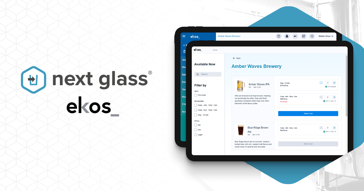 Next Glass and Ekos logos
