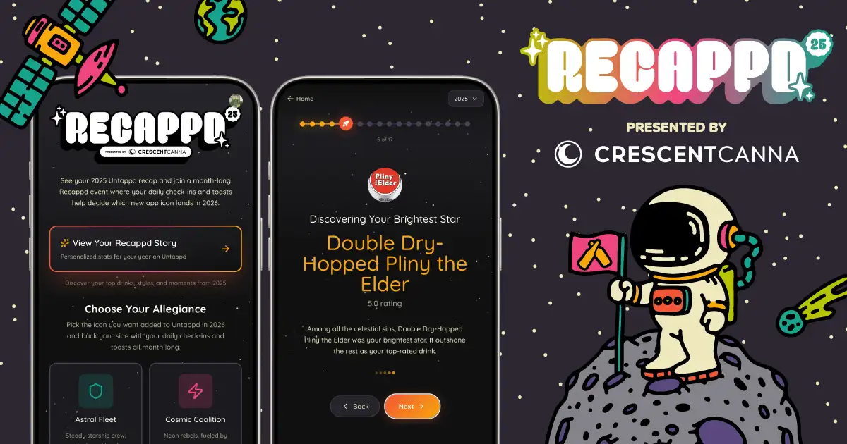 Screenshots of the Untappd Recappd user experience